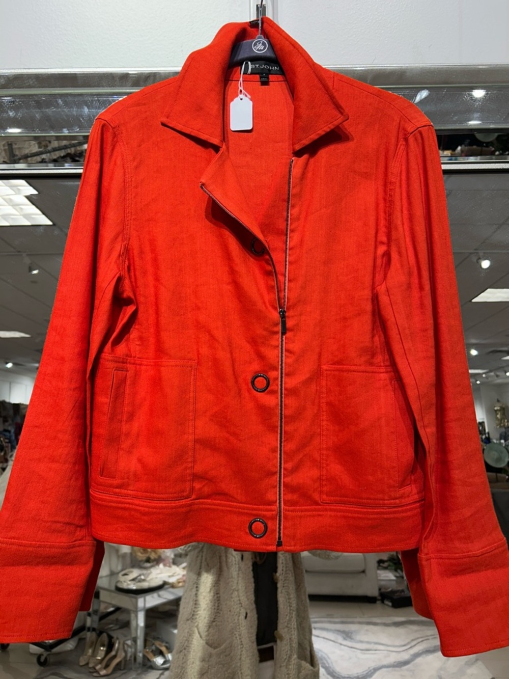 St. John Vibrant Orange-Red Zip Jacket